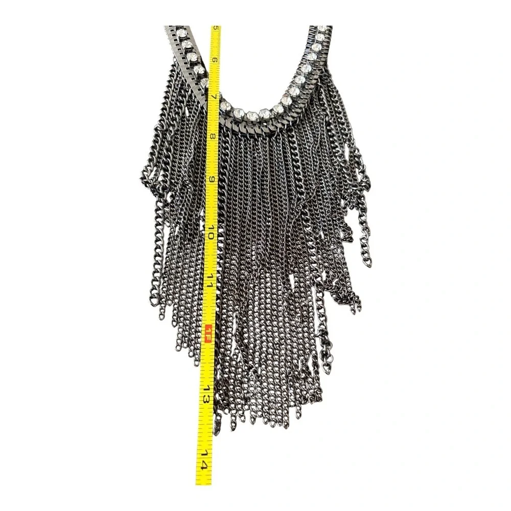 Paparazzi Signature Series The Alex Gunmetal Rhinestone Fringe Necklace Z2002